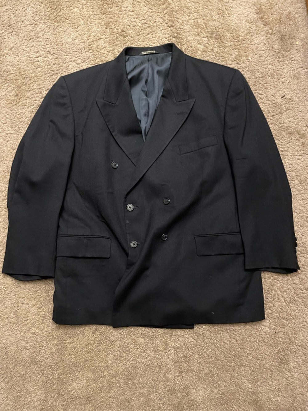 Men's Double-Breasted Black Suit Jacket - Classic Tailored Style